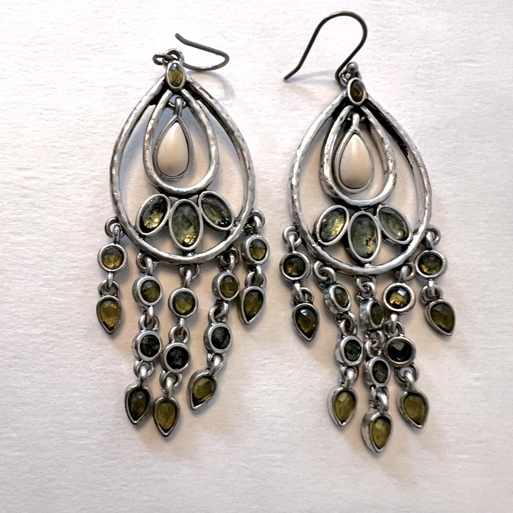 Lucky Brand 
Elegant Silver and Green Teardrop Earrings - Just Gorgeous